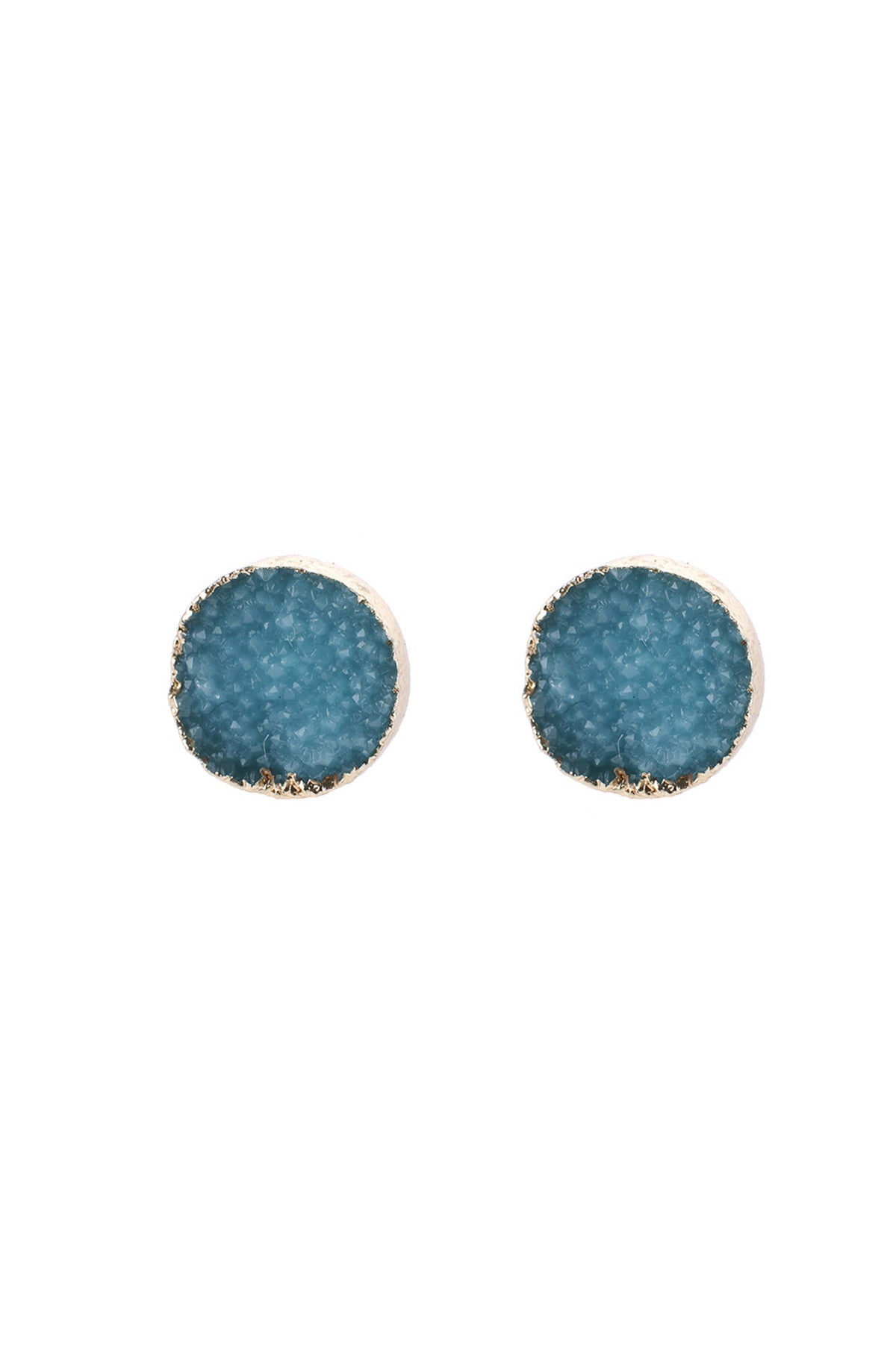 Round Druzy Stud Earrings