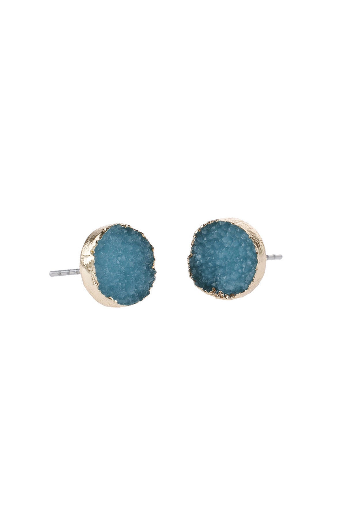 Round Druzy Stud Earrings