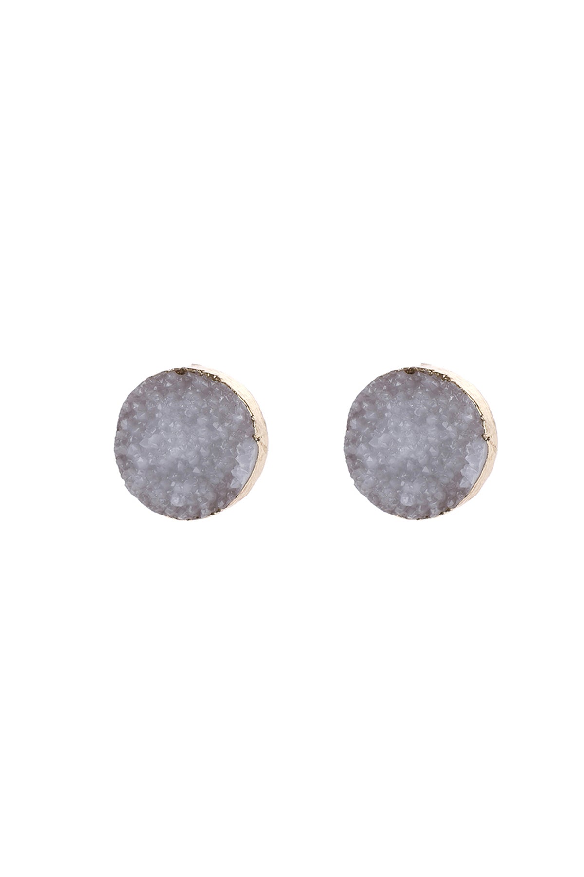 White Round Druzy Stud Earrings