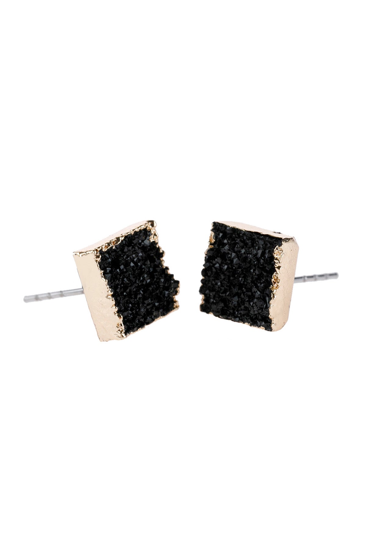 Square Druzy Stone Stud Earrings