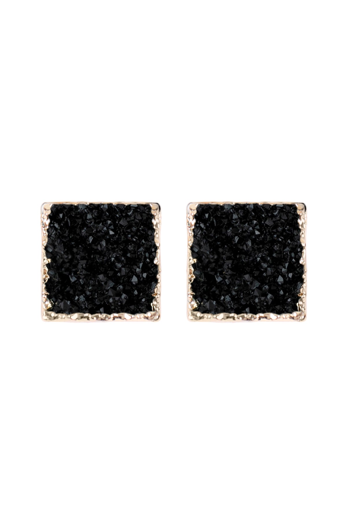 Square Druzy Stone Stud Earrings / 6PAIRS