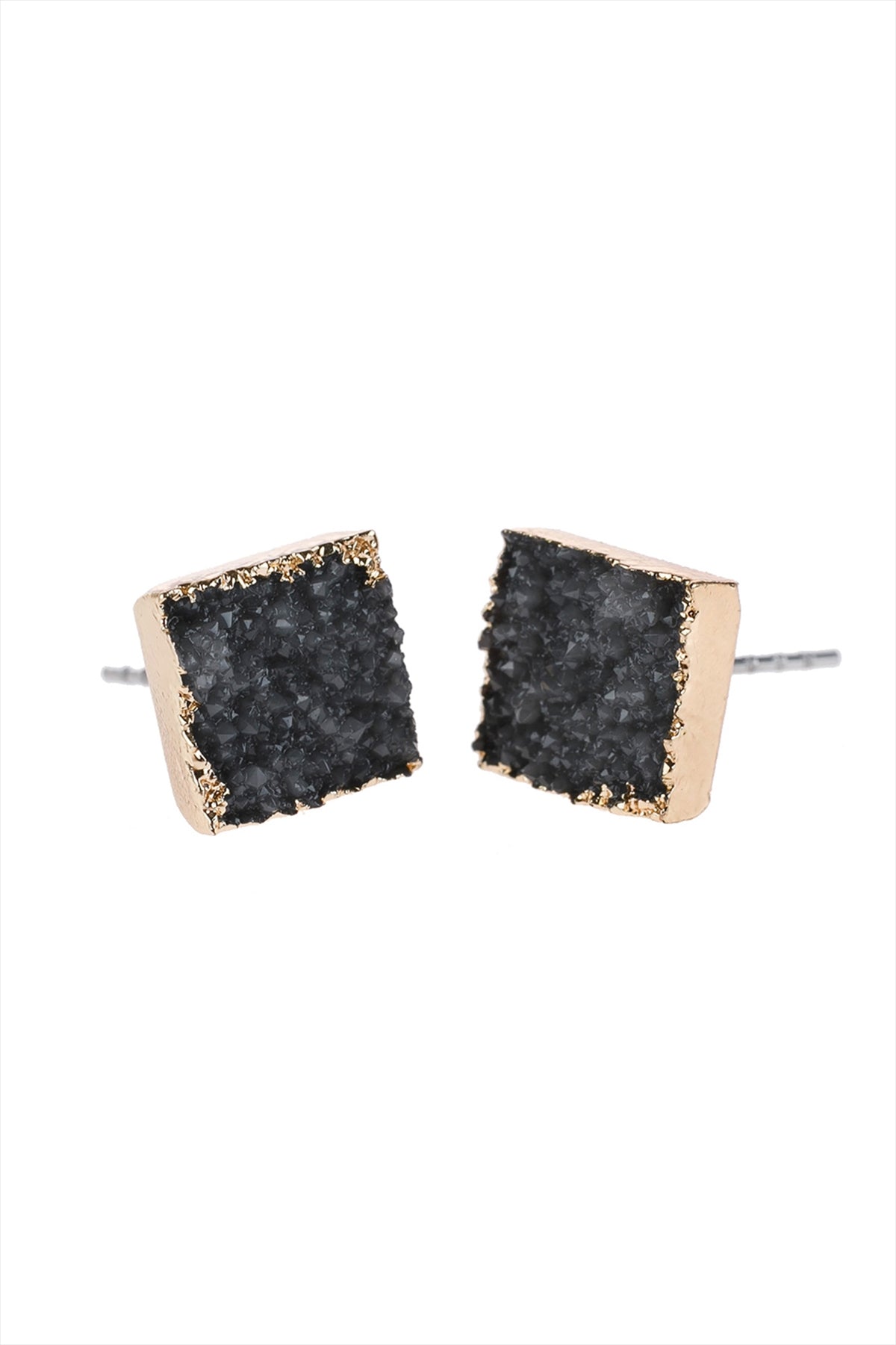 Square Druzy Stone Earrings / 1PAIR