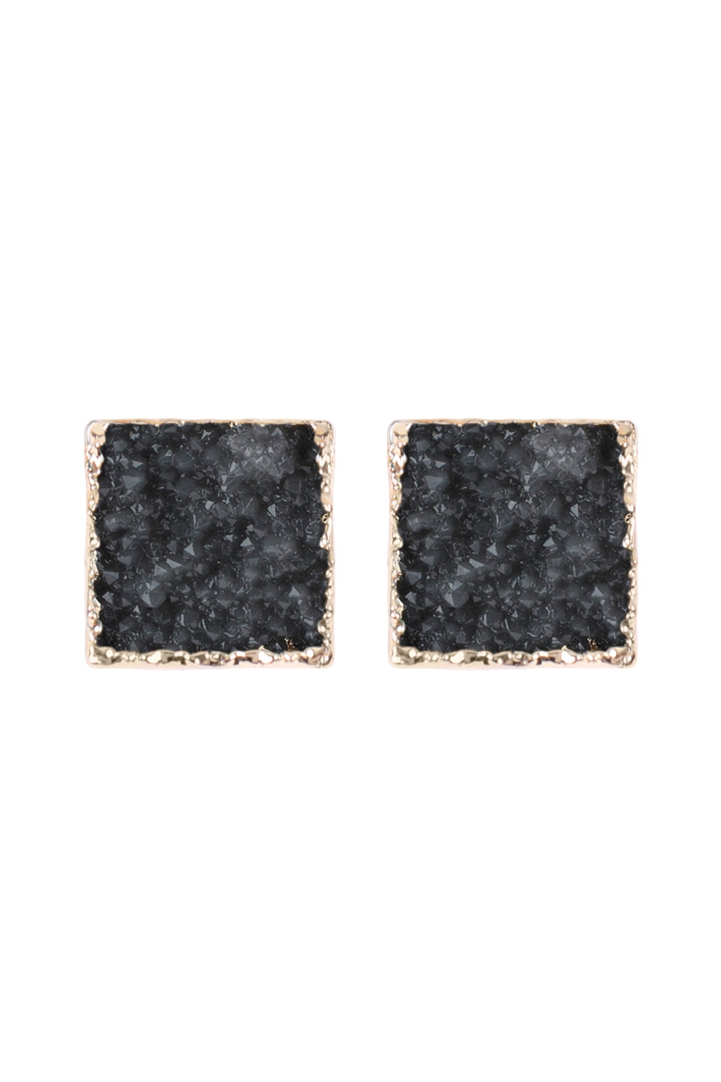 Square Druzy Stone Earrings / 1PAIR