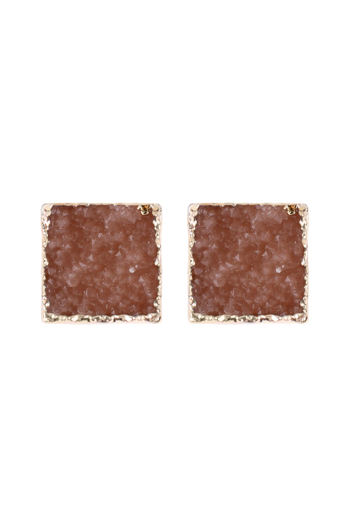 Square Druzy Stone Earrings / 1PAIR