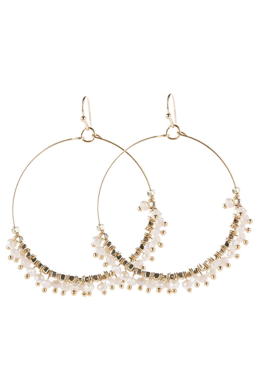 Beaded Hoop Dangle Earrings