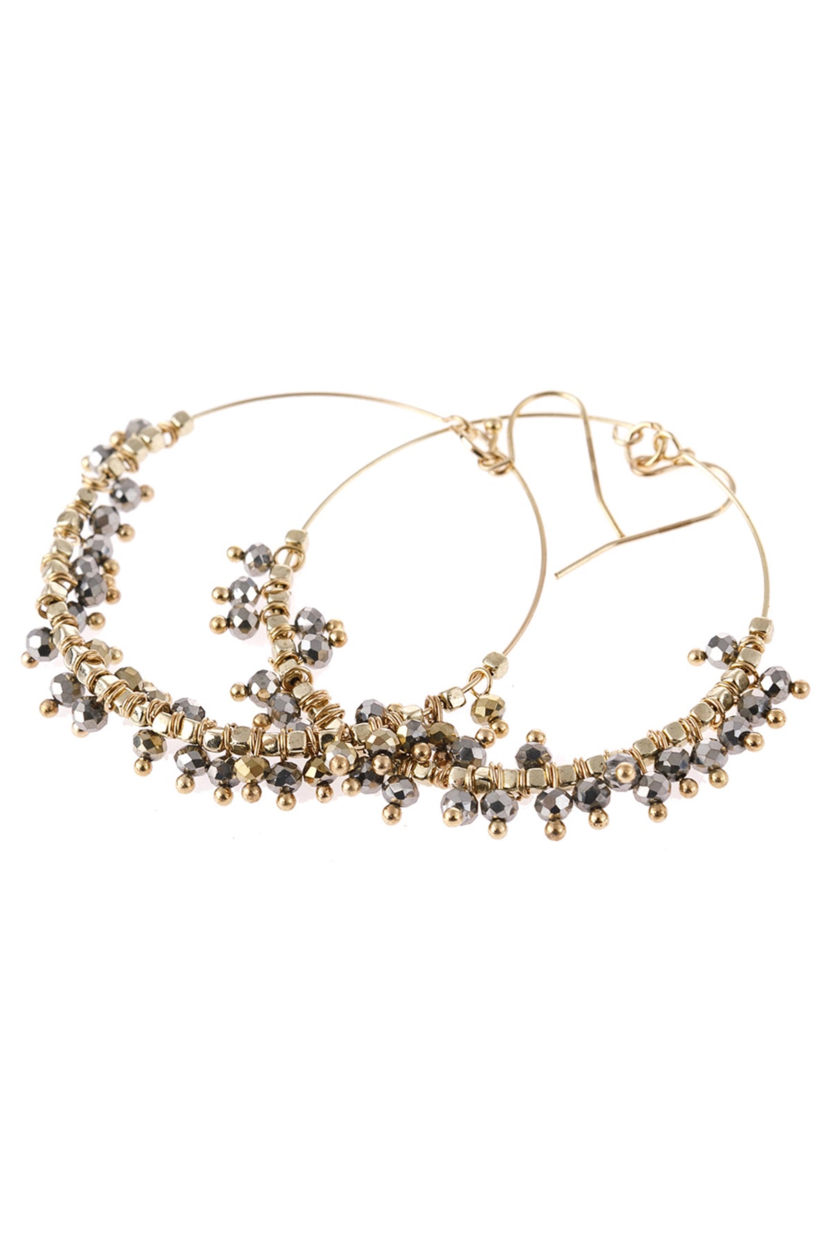 Beaded Hoop Dangle Earrings