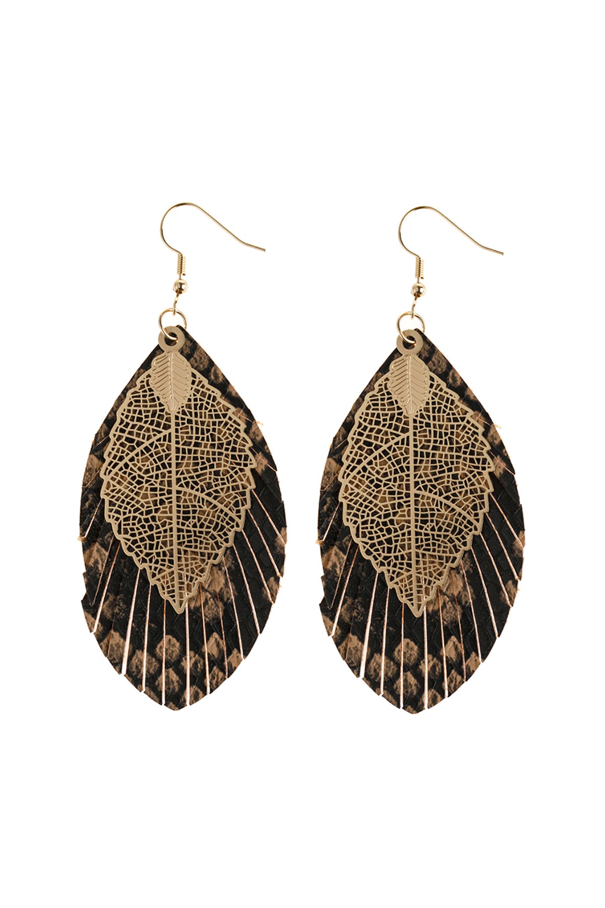 Layered Fringe Leather Earrings /6Pairs