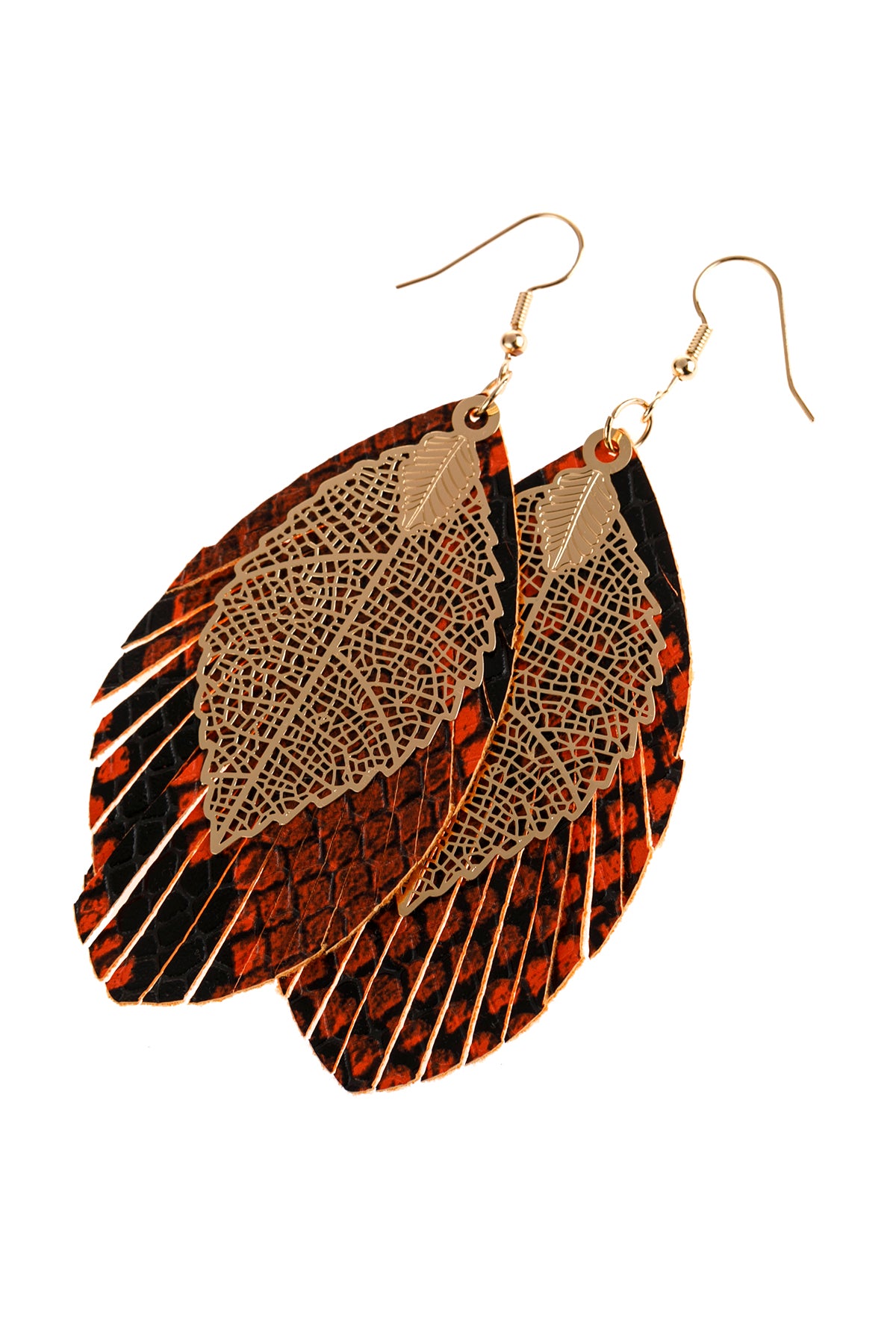 Layered Fringe Leather Earrings /6Pairs