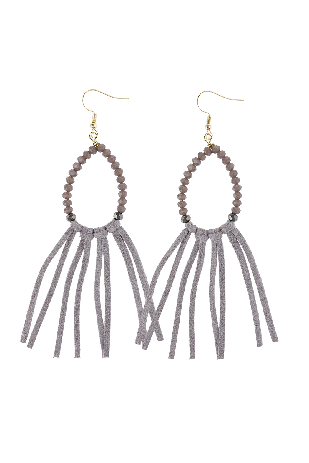 Beads With Cloth Tassel Dangle Earrings