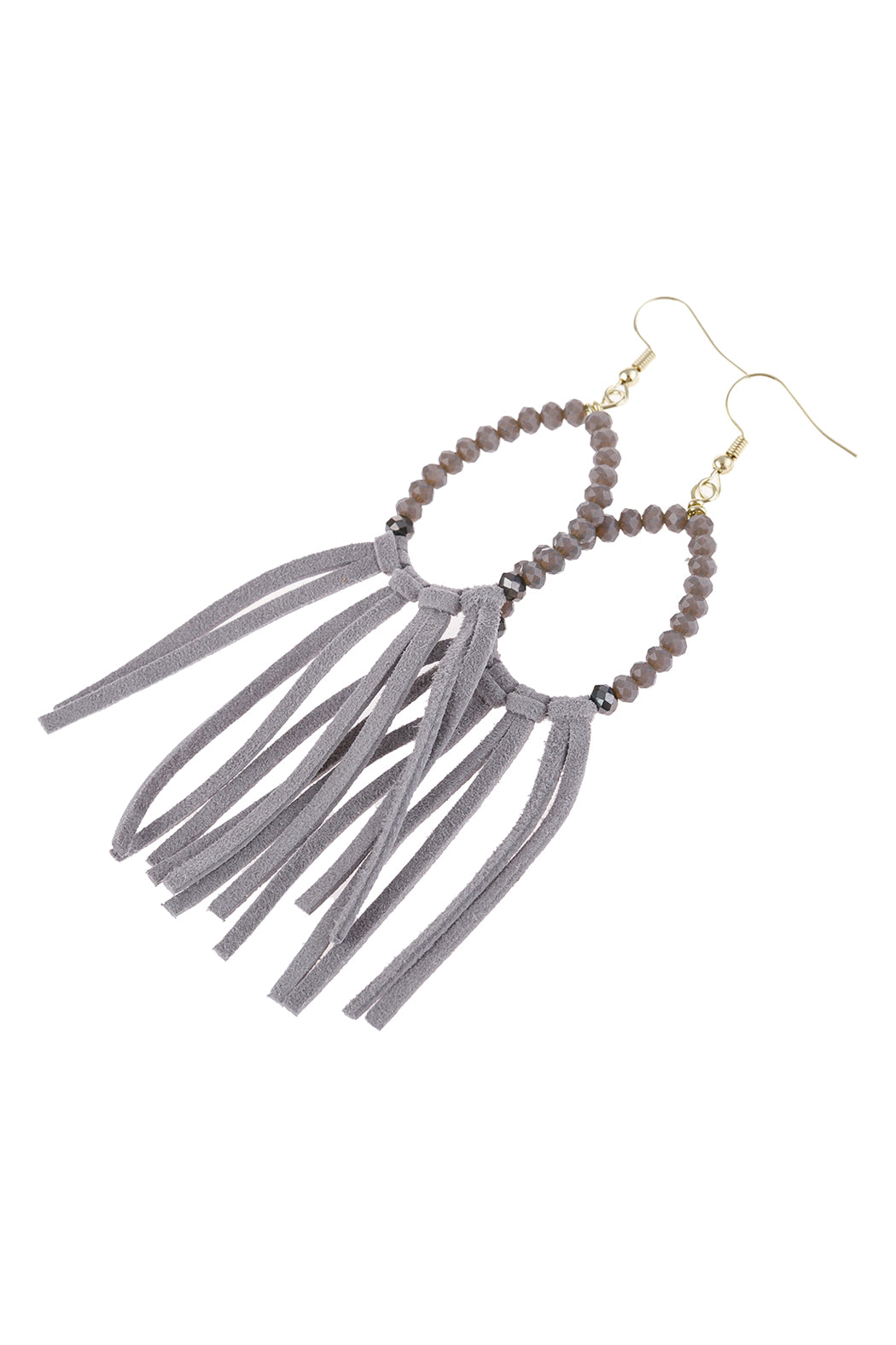 Beads With Cloth Tassel Dangle Earrings