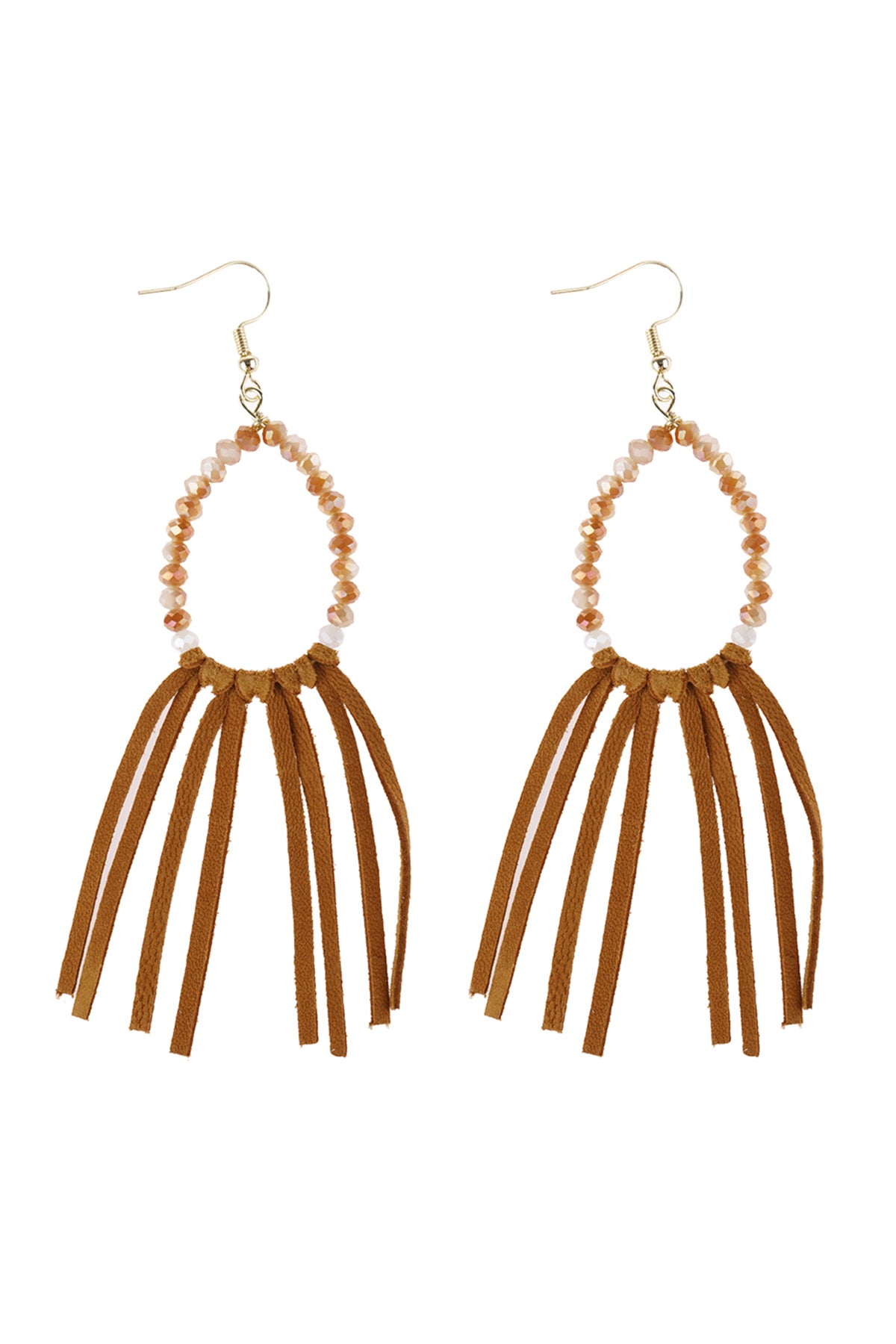Beads With Cloth Tassel Dangle Earrings
