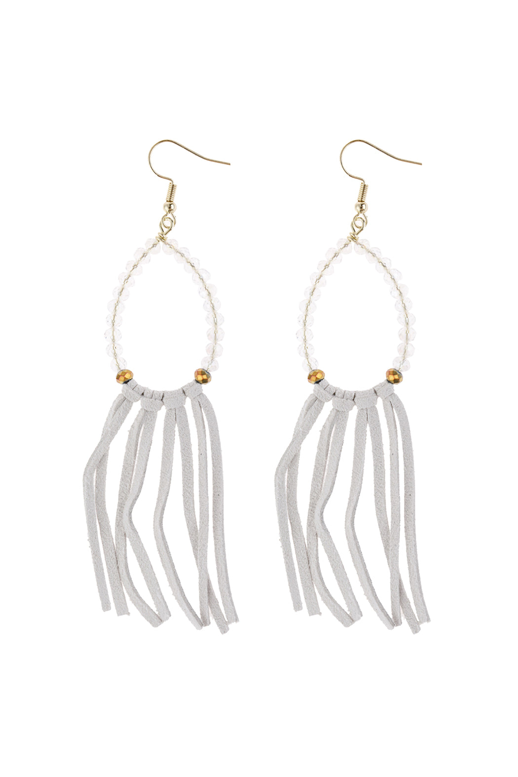 Beads With Cloth Tassel Dangle Earrings