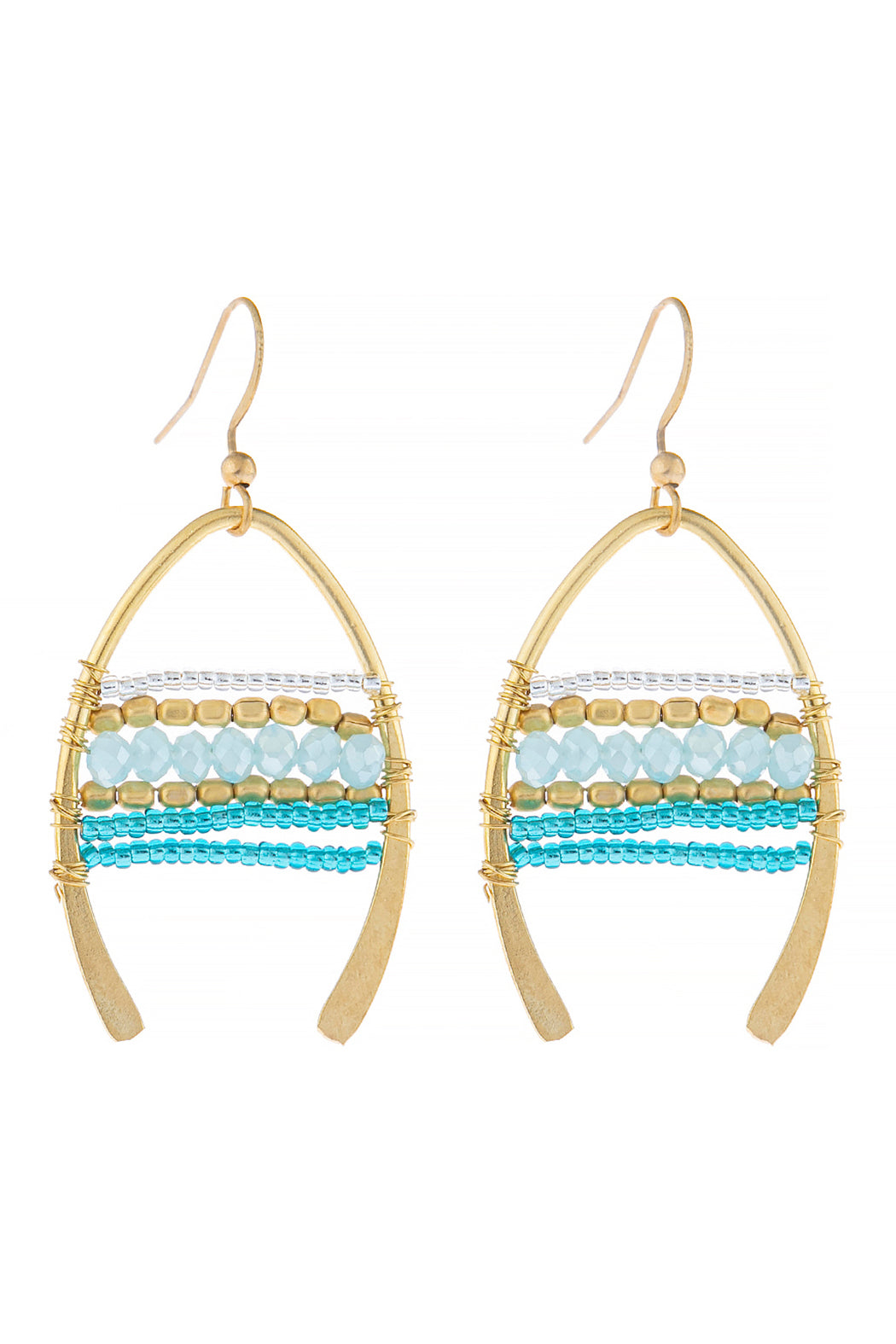 Mixed Beads Wish Bone Drop Earrings
