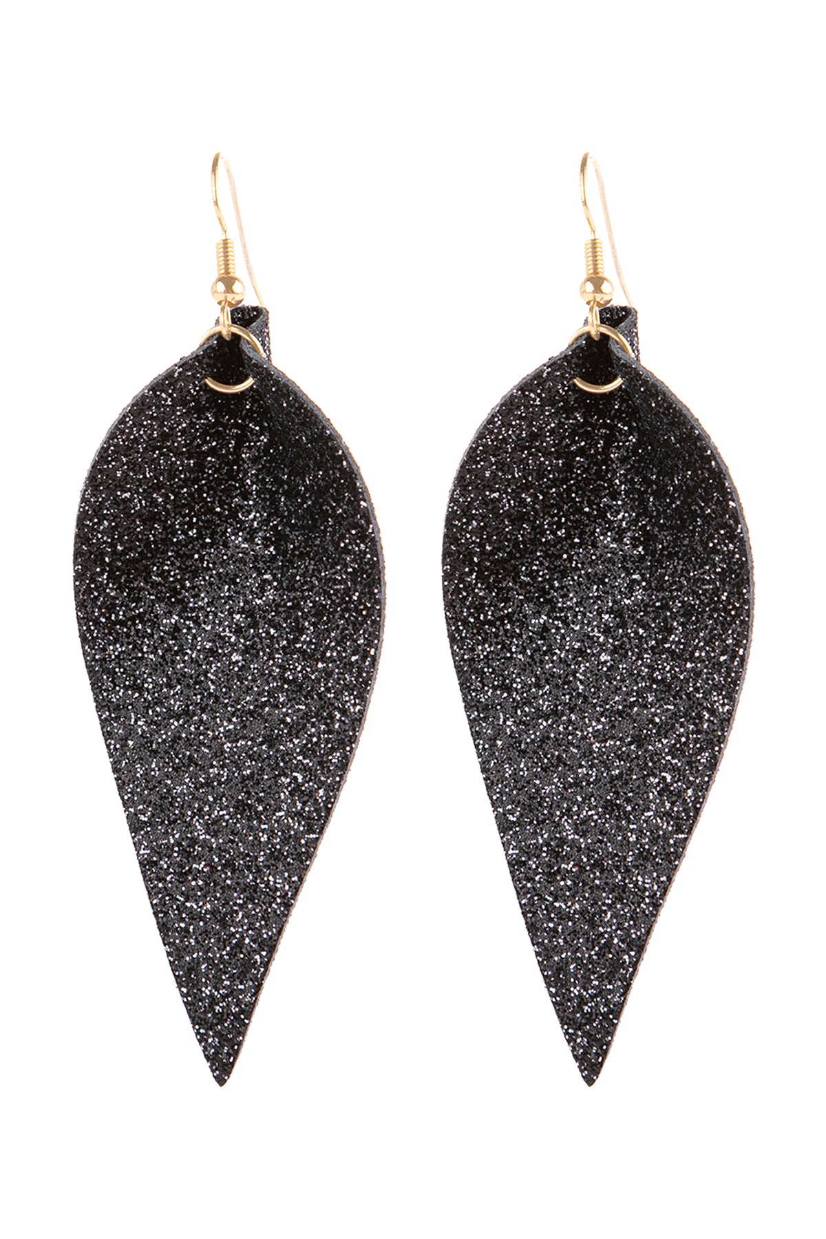 Pinched Glittery Leather Drop Earrings