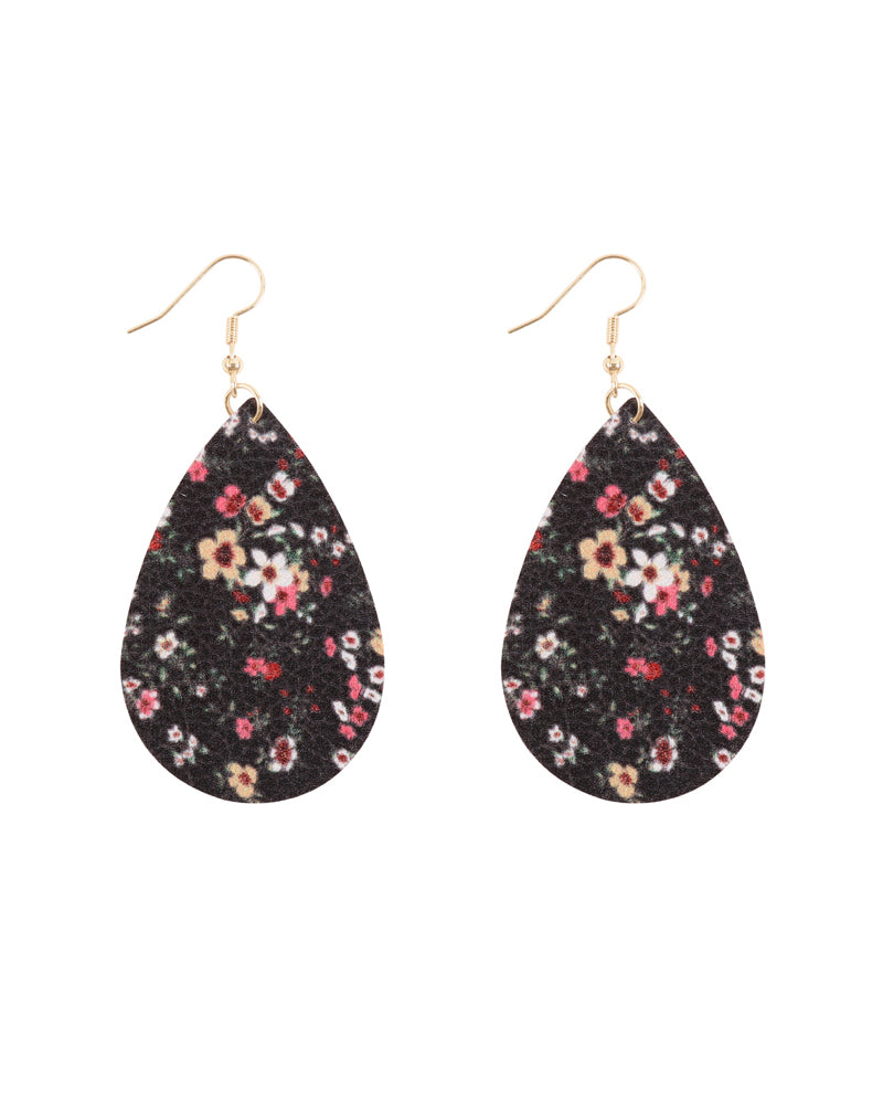 Floral Printed Pear Shape Earrings