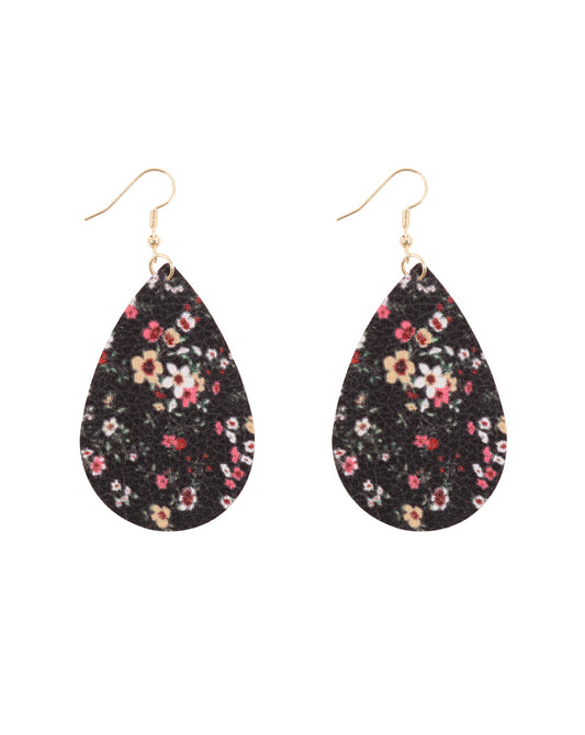 Floral Printed Pear Shape Earrings