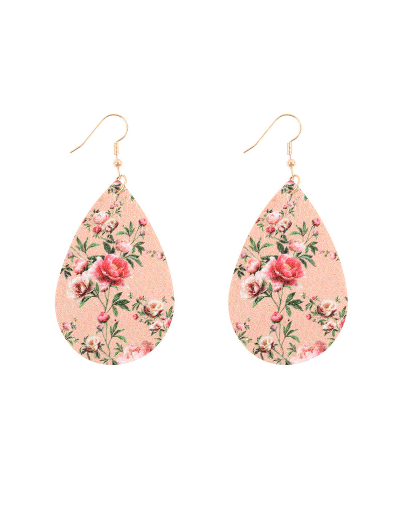 Floral Printed Pear Shape Earrings