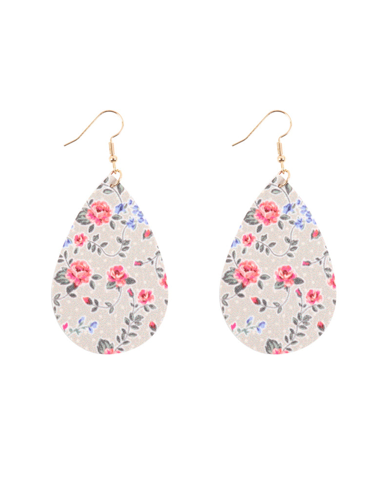Floral Printed Pear Shape Earrings