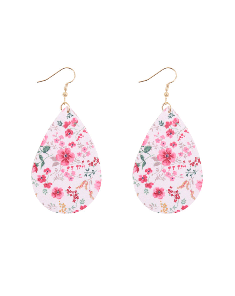 Floral Printed Pear Shape Earrings