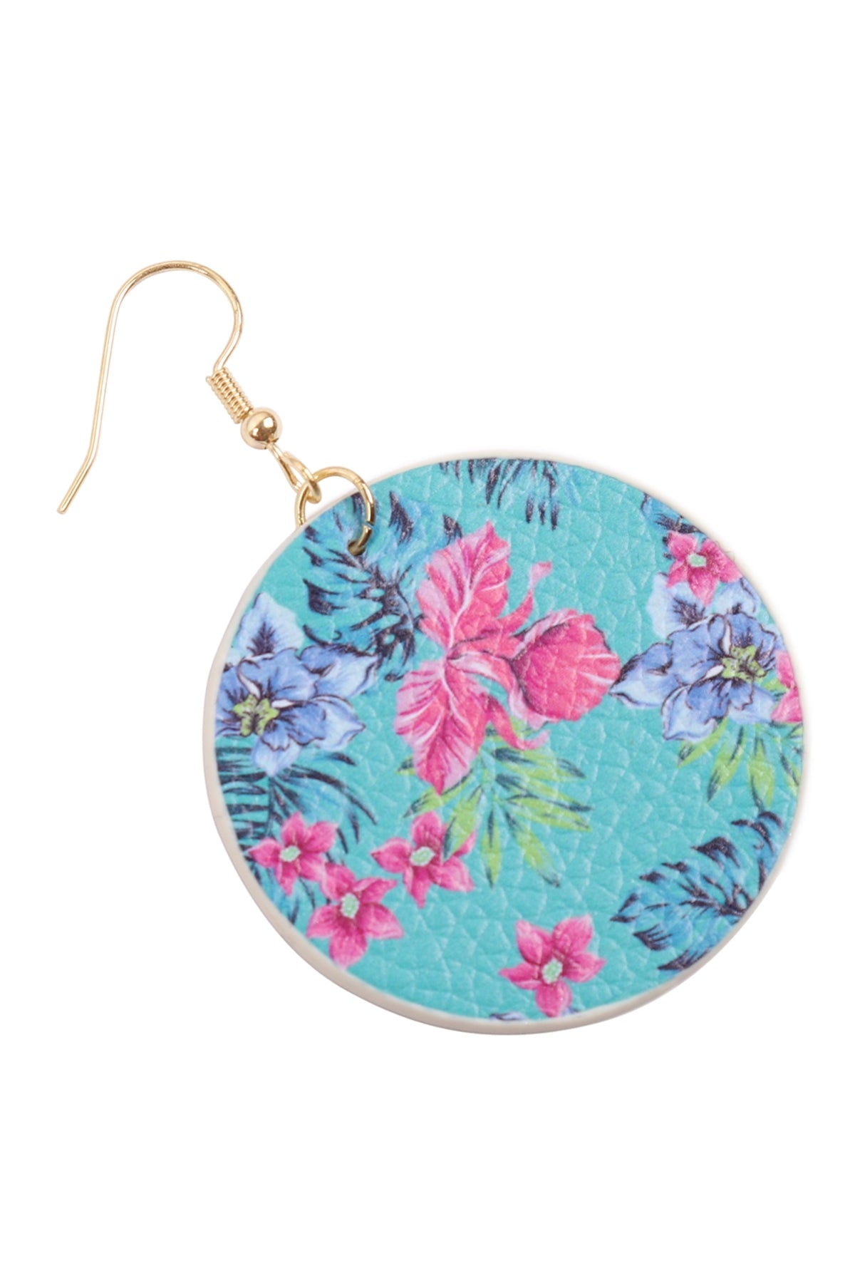 Tropical Pineapple Print Circle Drop Earrings