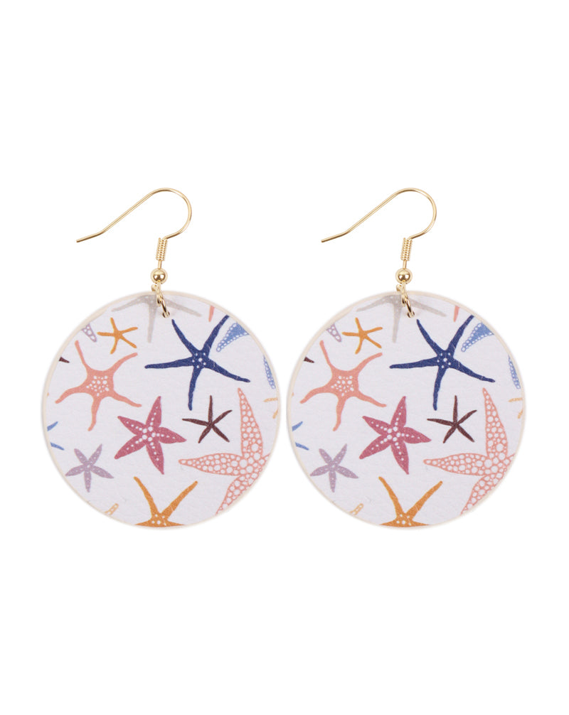 Tropical Pineapple Print Circle Drop Earrings