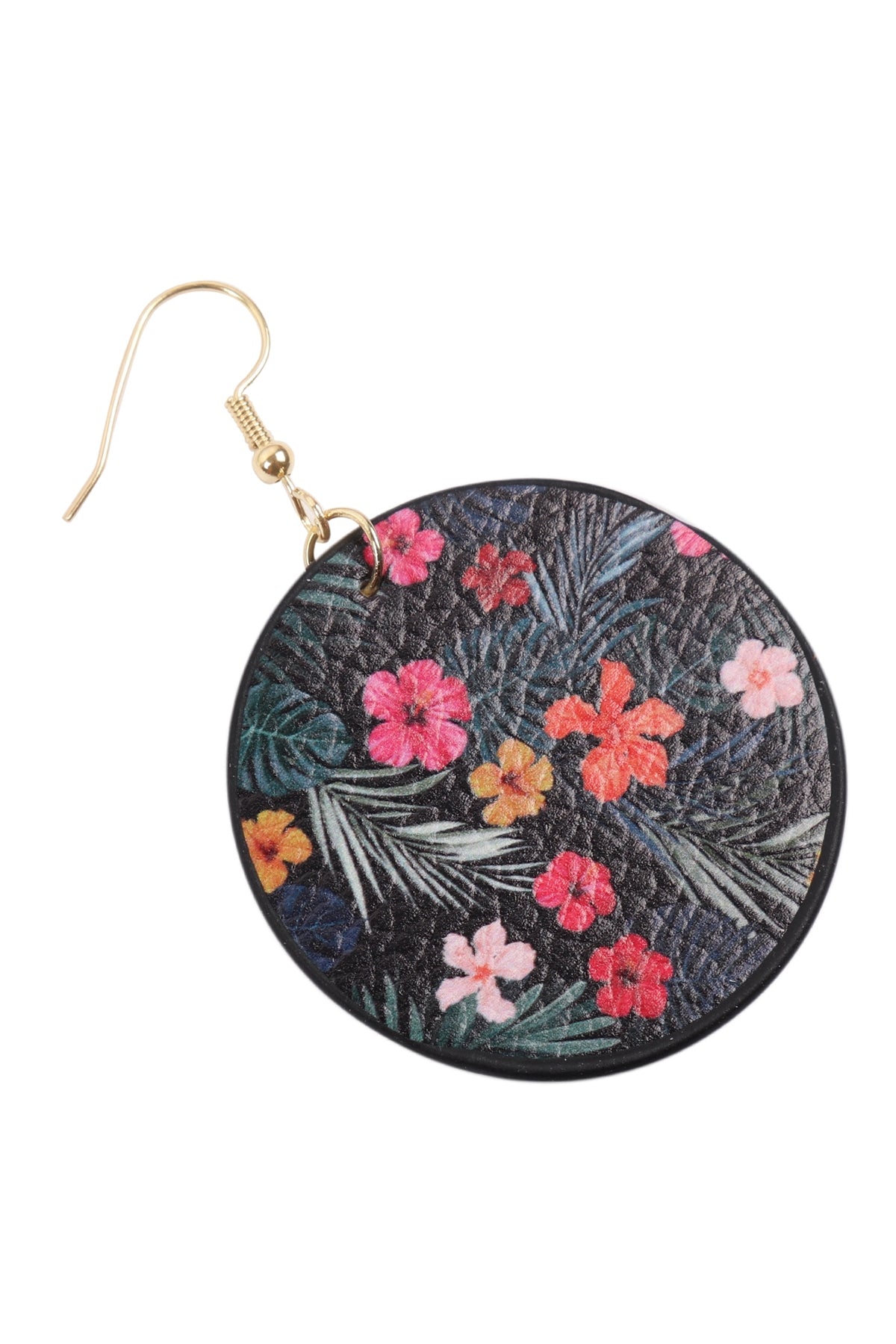 Tropical Pineapple Print Circle Drop Earrings
