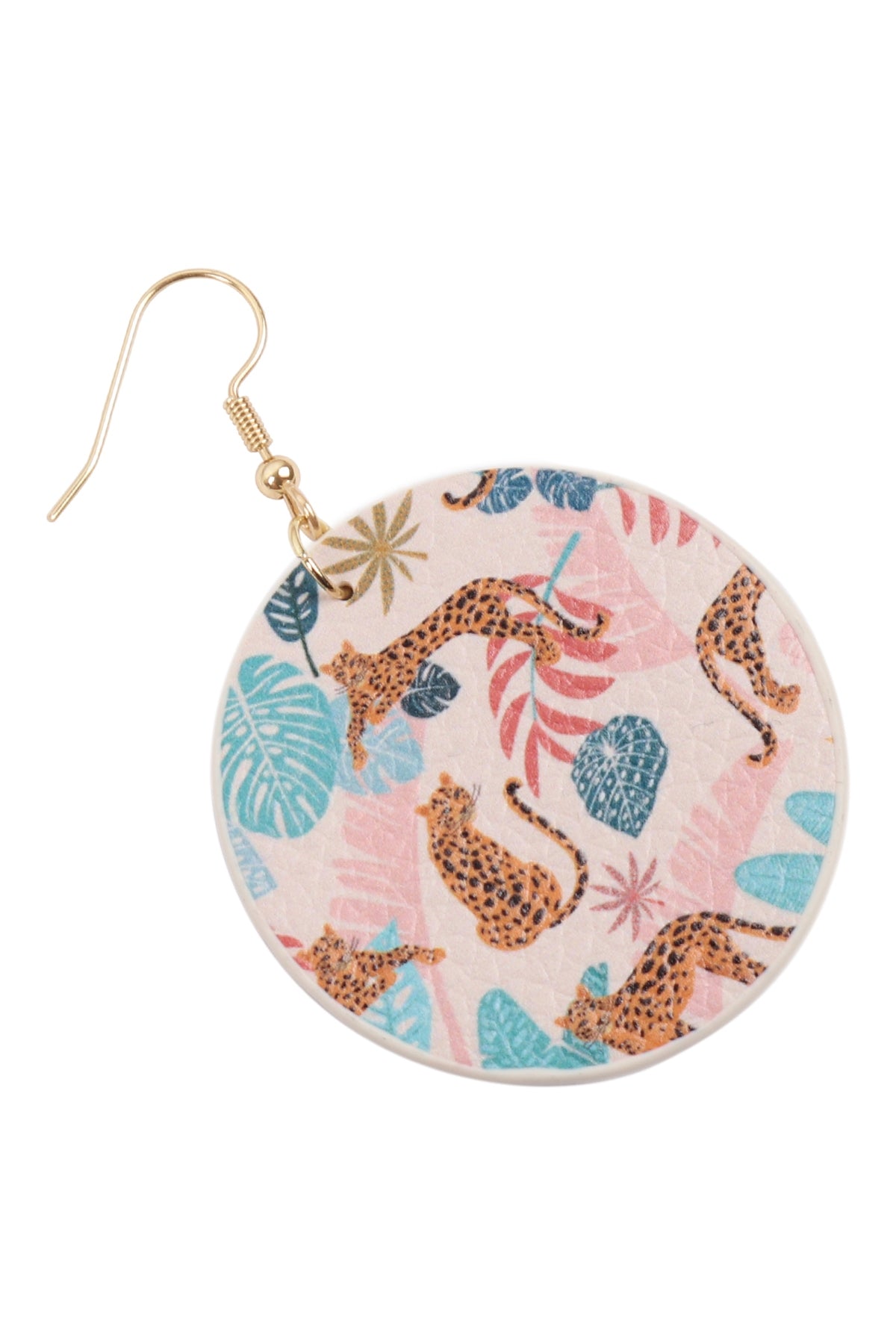 Tropical Pineapple Print Circle Drop Earrings