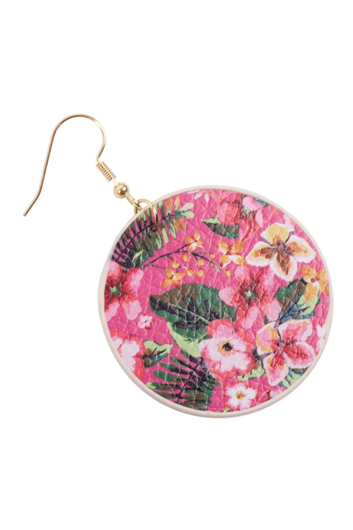 Tropical Pineapple Print Circle Drop Earrings