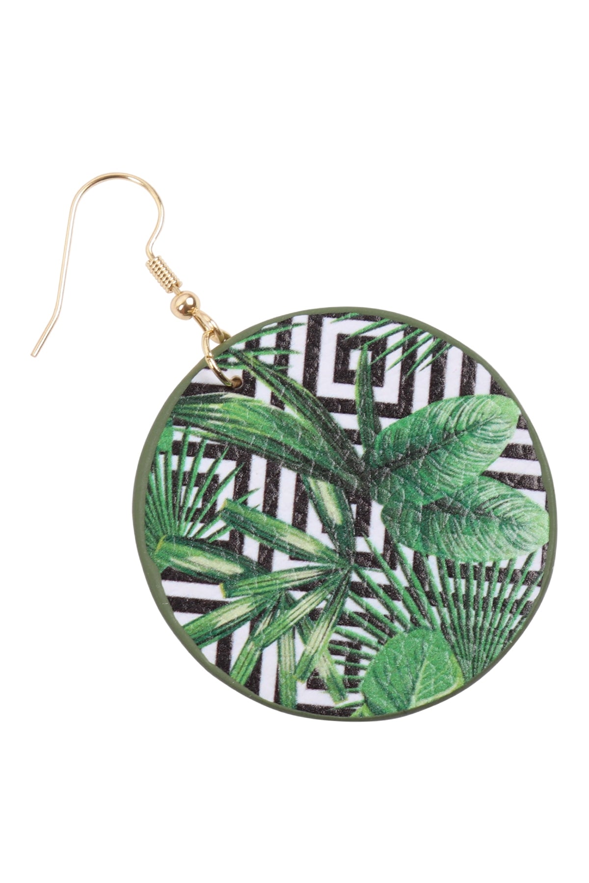 Tropical Pineapple Print Circle Drop Earrings