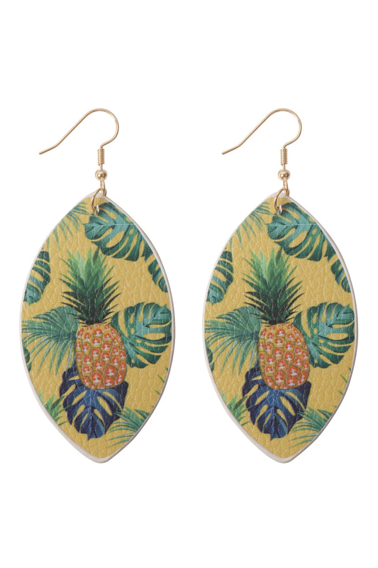 Tropical Print Marquise Drop Earrings