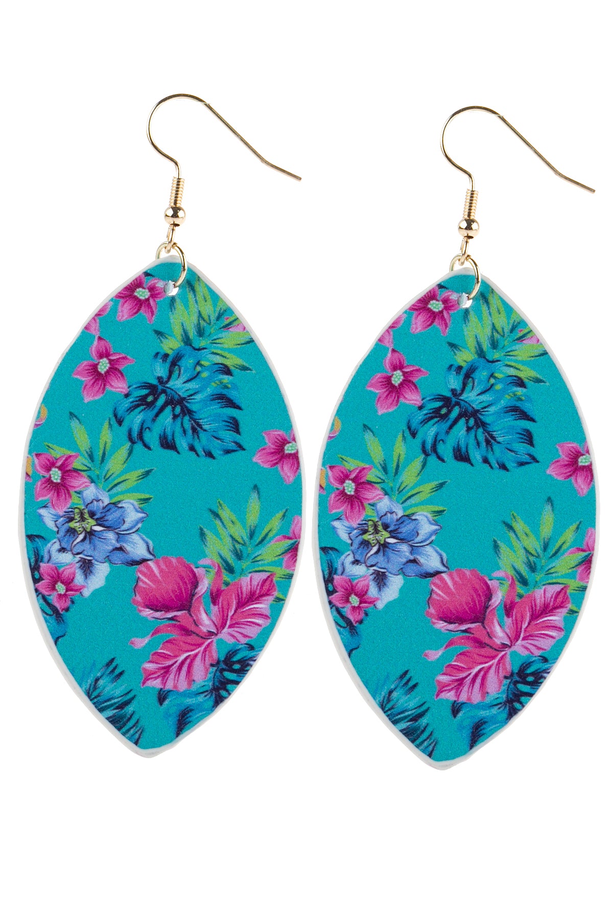 Tropical Print Marquise Drop Earrings