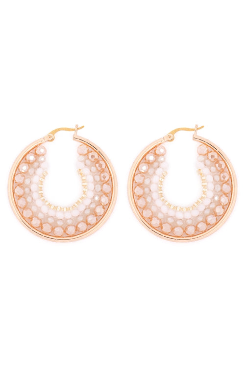 Bohemian Rondelle Beads Hoop Earrings