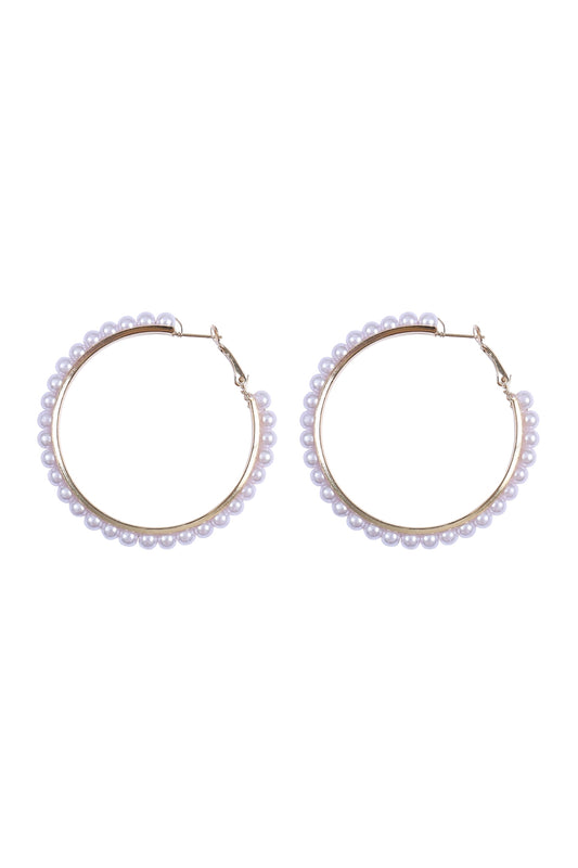 Pearl Hoop Boho Earring Set