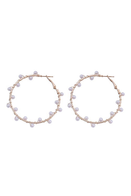 Pearl Wrap Twist Hoop Earring Set Gold Silver / 1PC