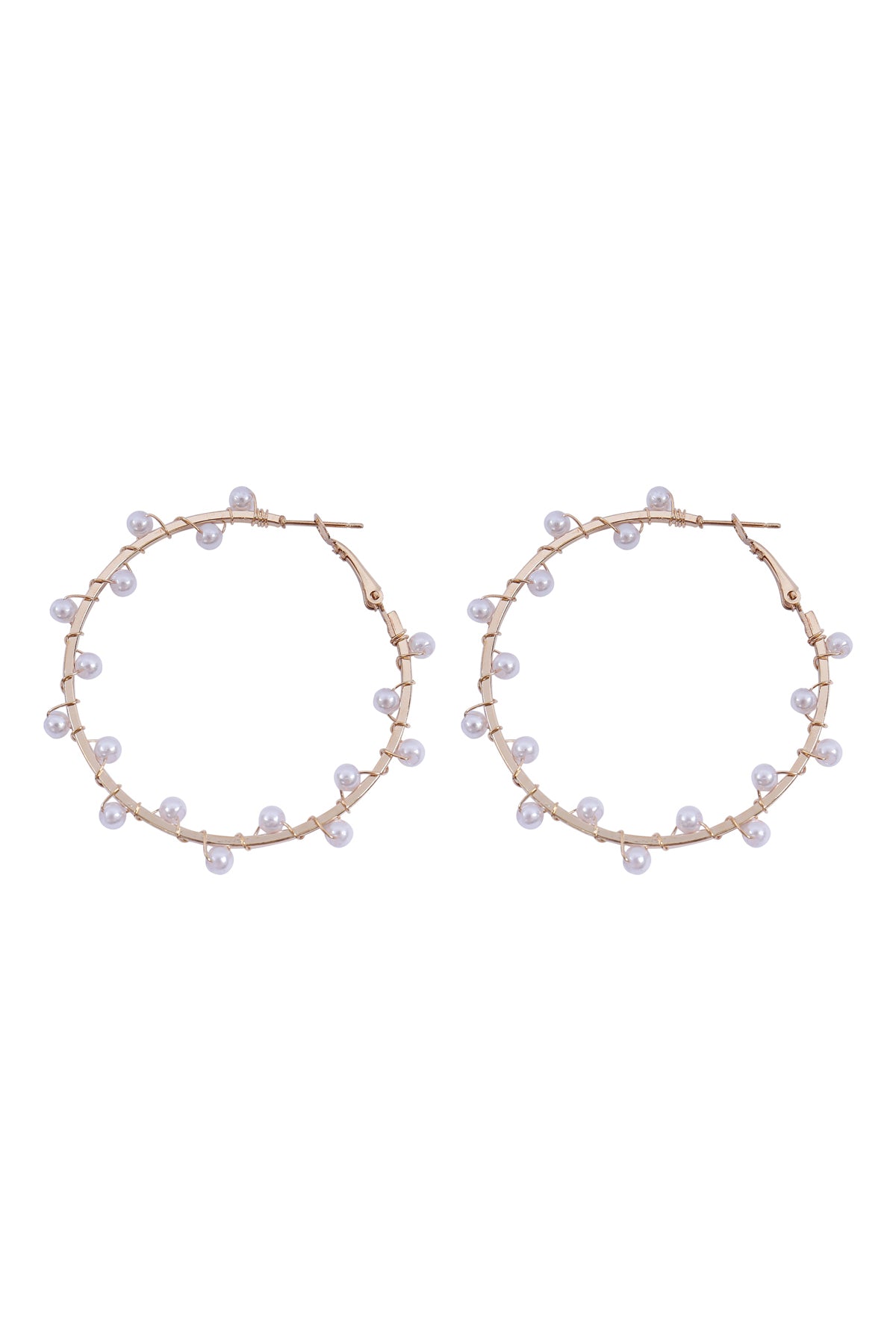 Pearl Wrap Twist Hoop Earring Set Gold Silver