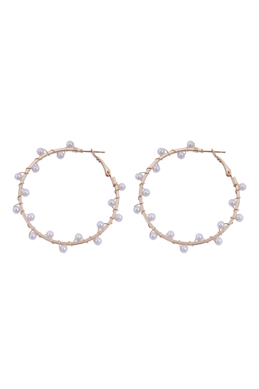 Pearl Wrap Twist Hoop Earring Set Gold Silver / 12PCS