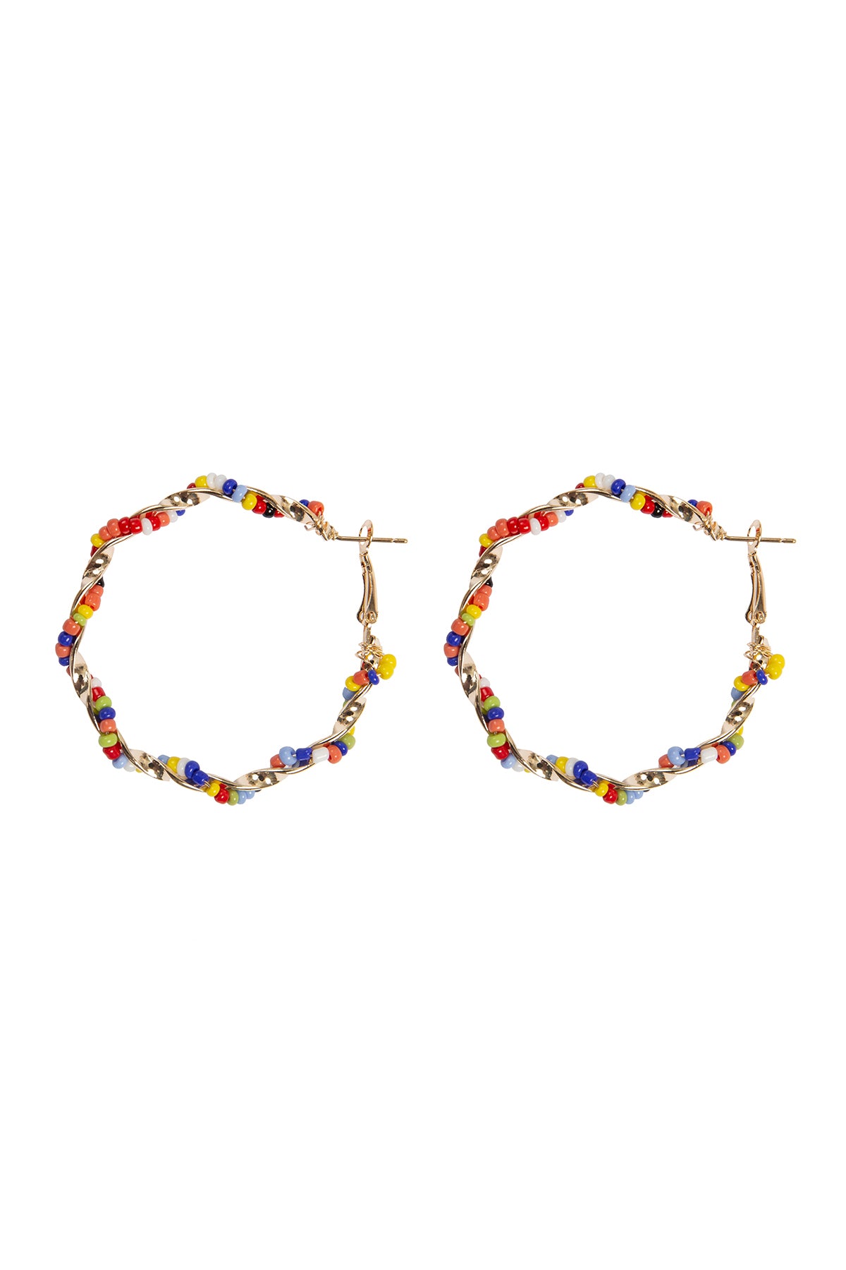 Twisted Seed Beads Hoop Earrings Multicolor