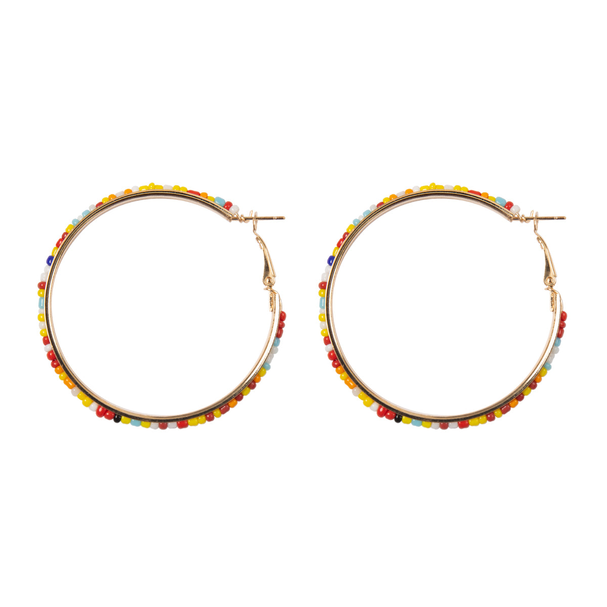 Seed Bead Hoop Earrings Multicolor