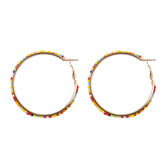 Seed Bead Hoop Earrings Multicolor
