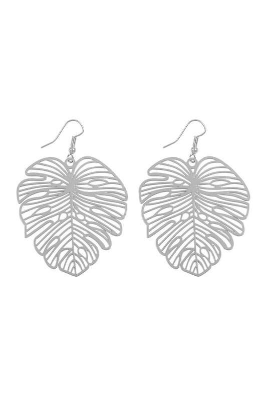 Monstera Leaf Laser Cut Filigree Earrings