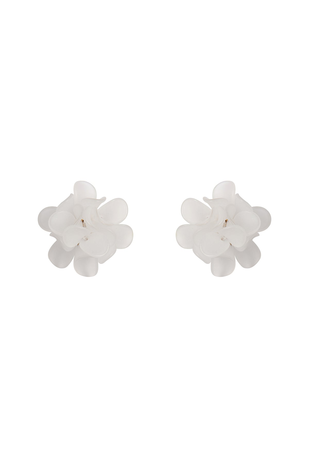 Acrylic Flower Petals Post Stud Earrings White