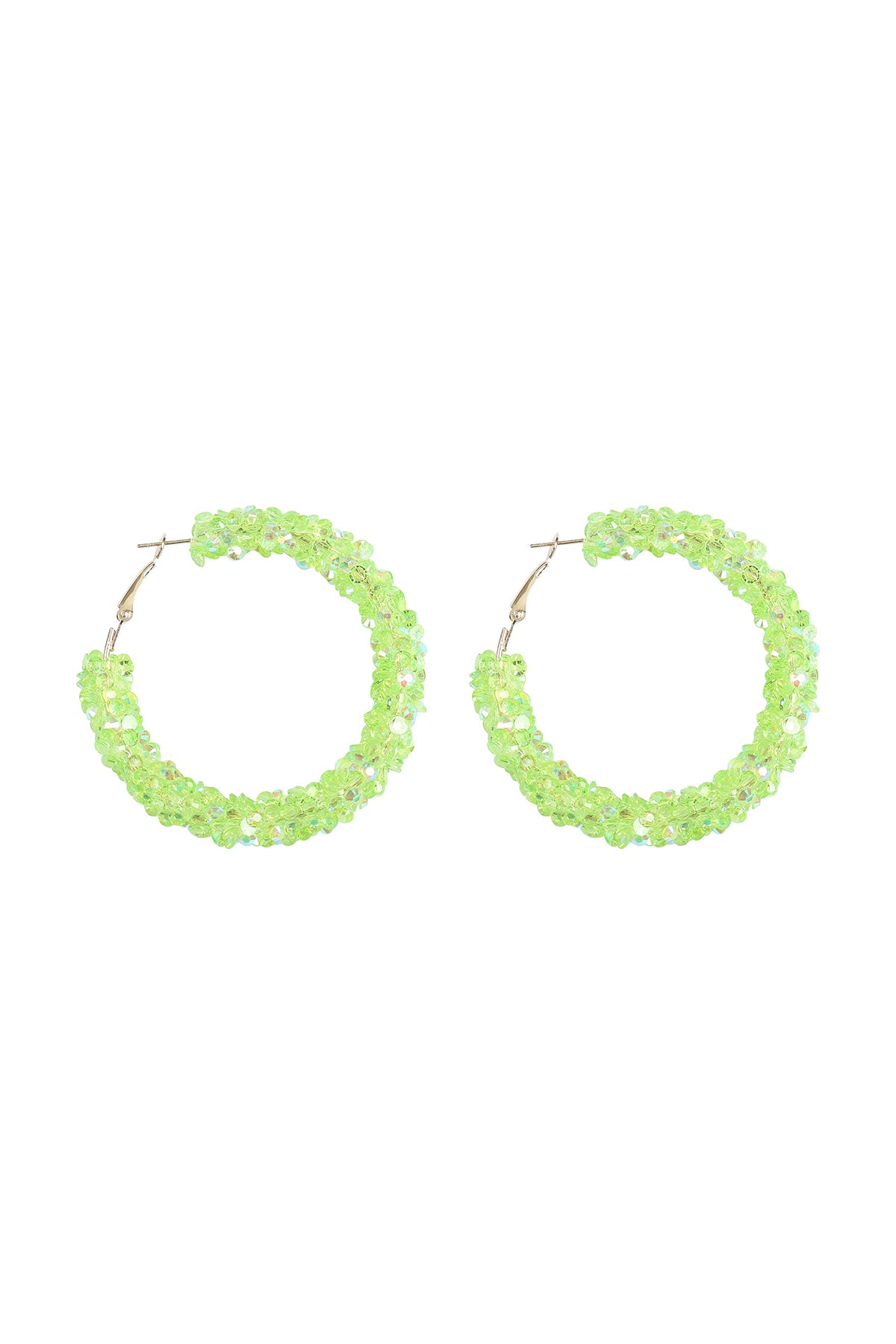 Cluster Rhinestone Glitter Hoop Earrings Black