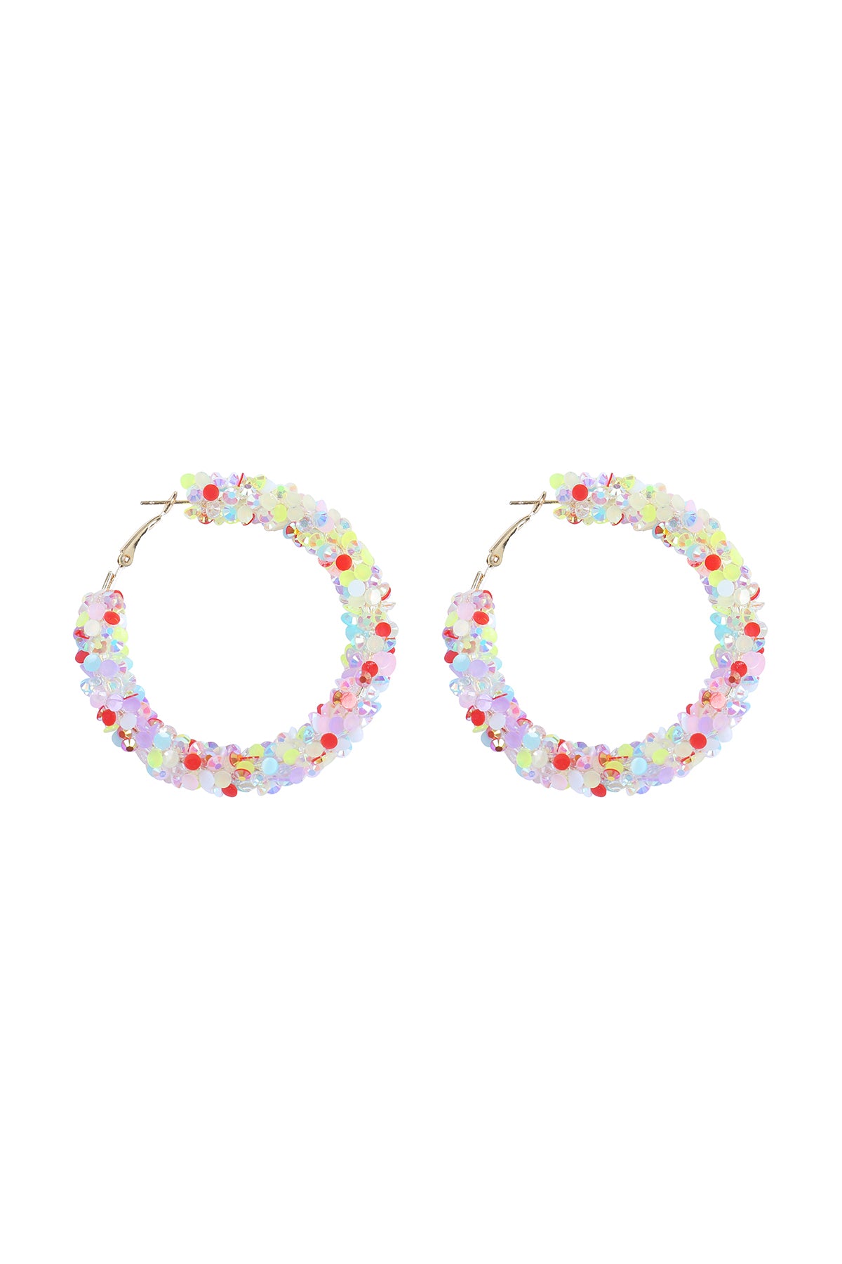 Cluster Rhinestone Glitter Hoop Earrings Black