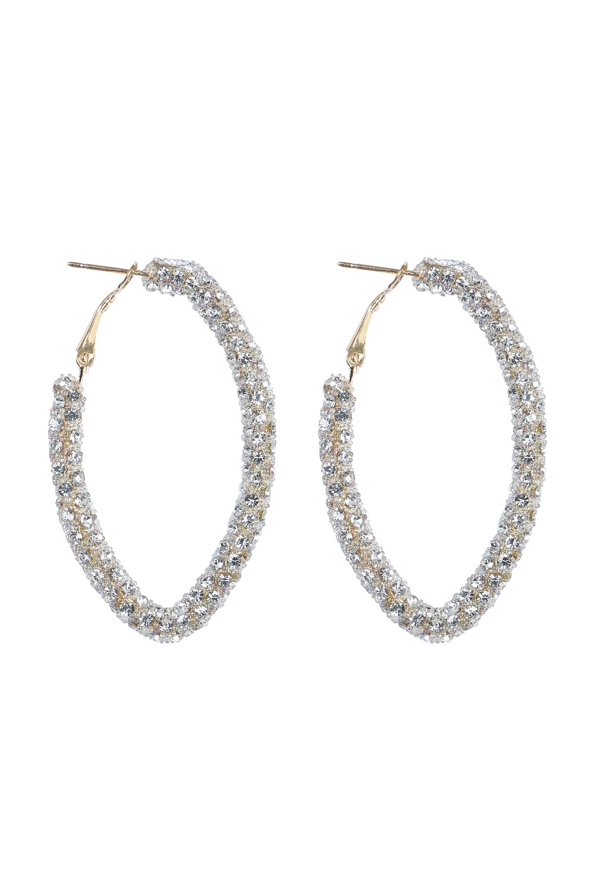 Rhinestone Glitter Hoop Lock Earrings