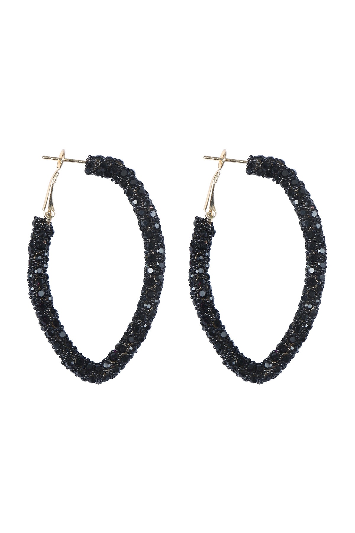 Rhinestone Glitter Hoop Lock Earrings