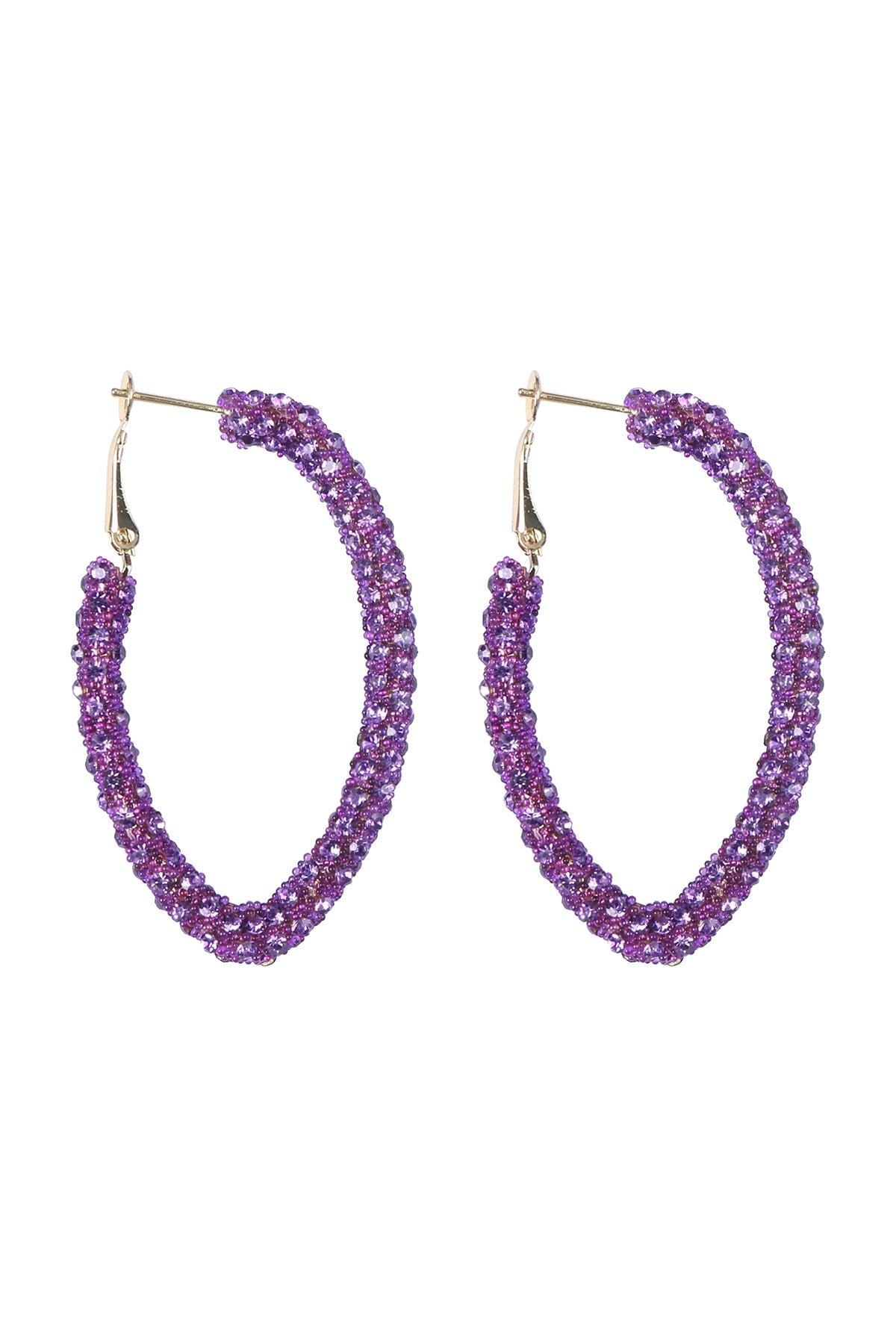 Rhinestone Glitter Hoop Lock Earrings