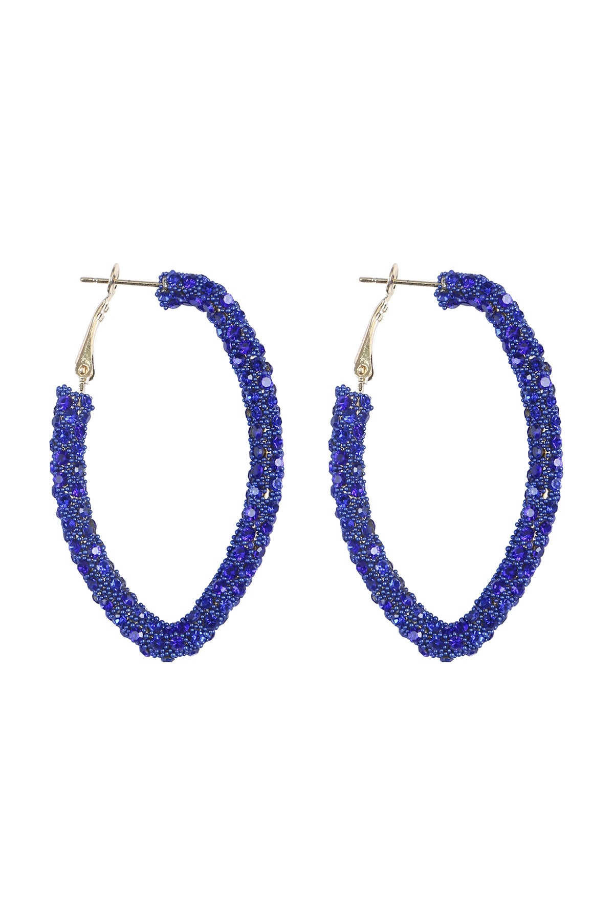 Rhinestone Glitter Hoop Lock Earrings