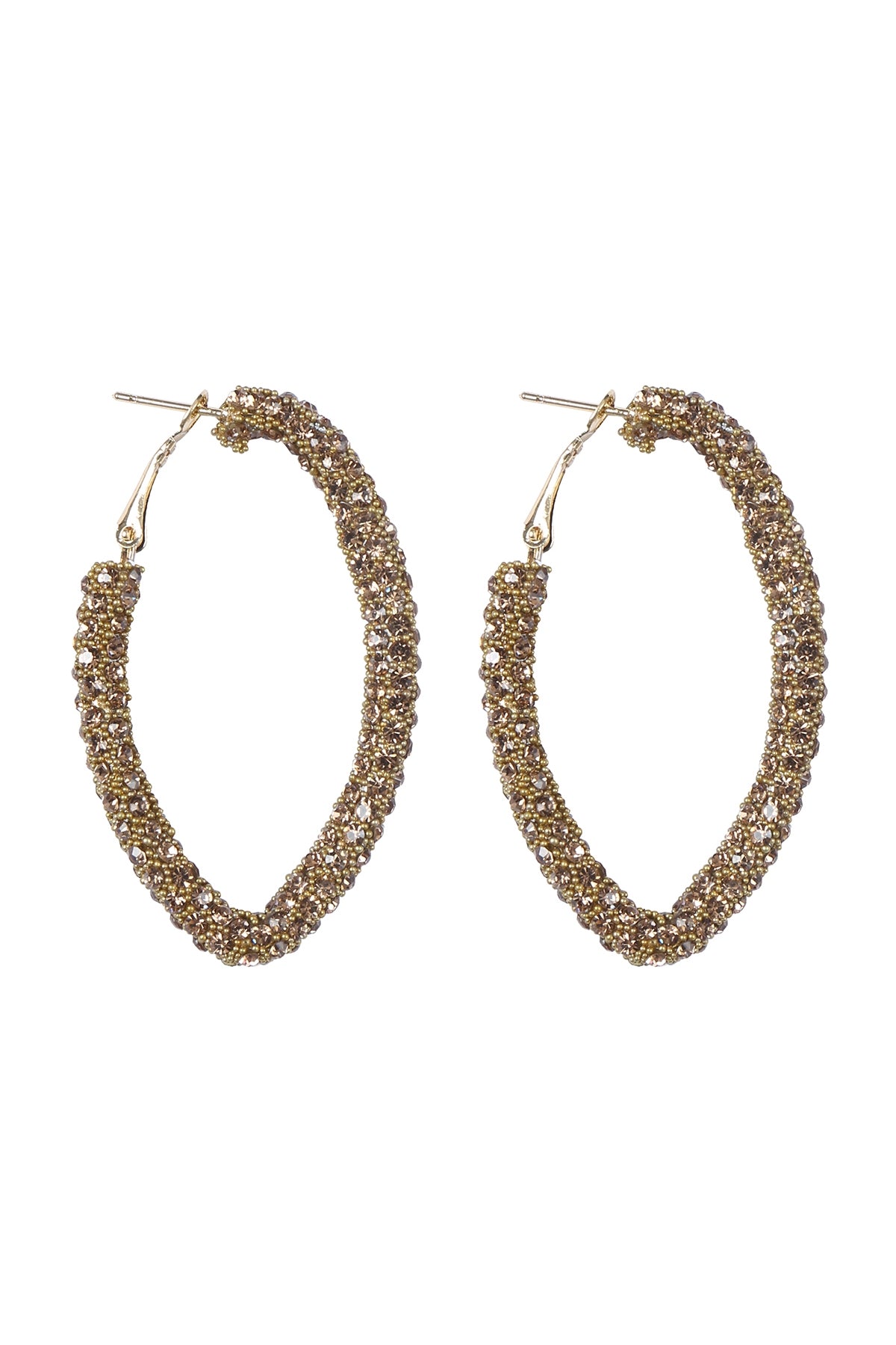 Rhinestone Glitter Hoop Lock Earrings