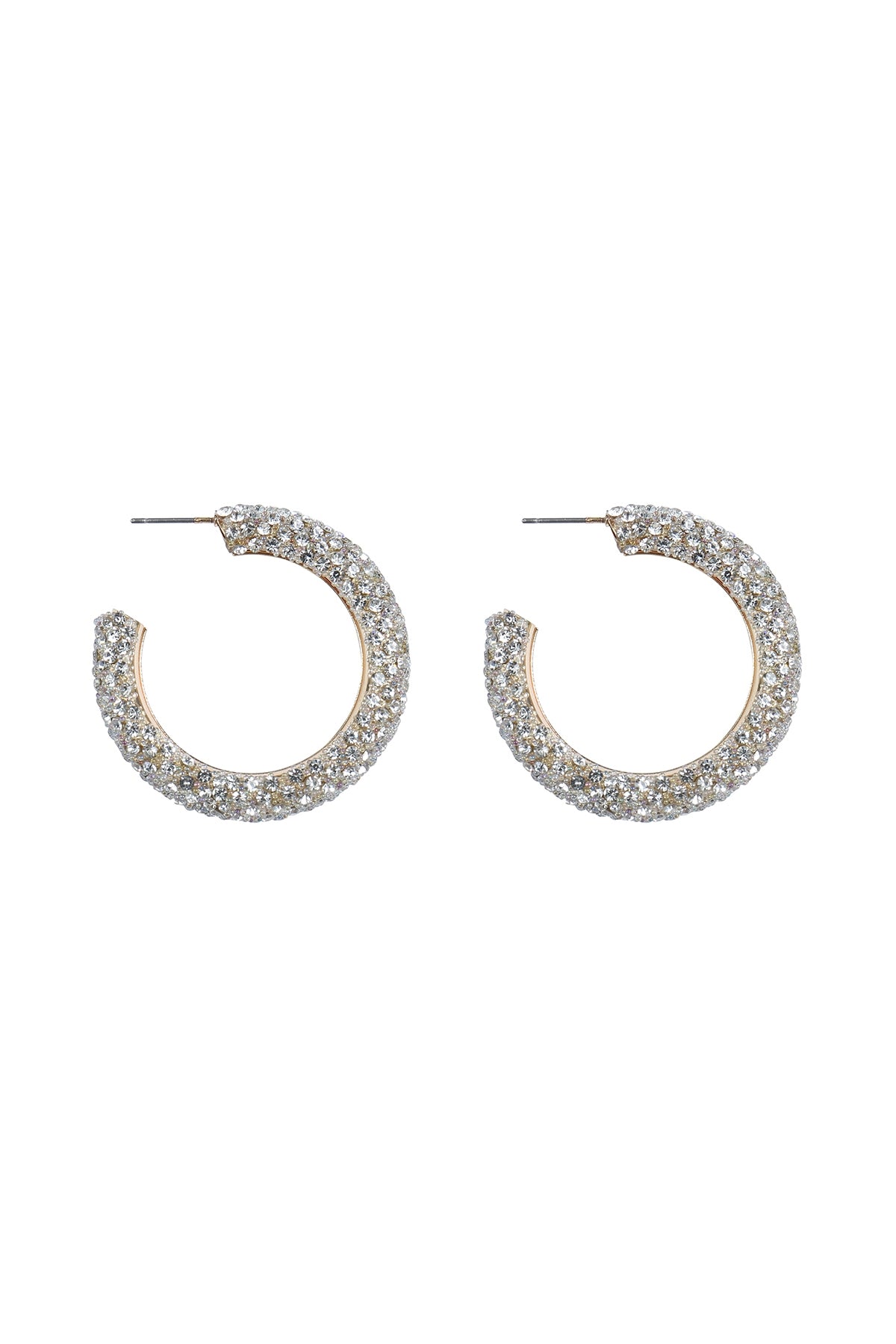 Colored Pave Rhinestone Hoop Earrings