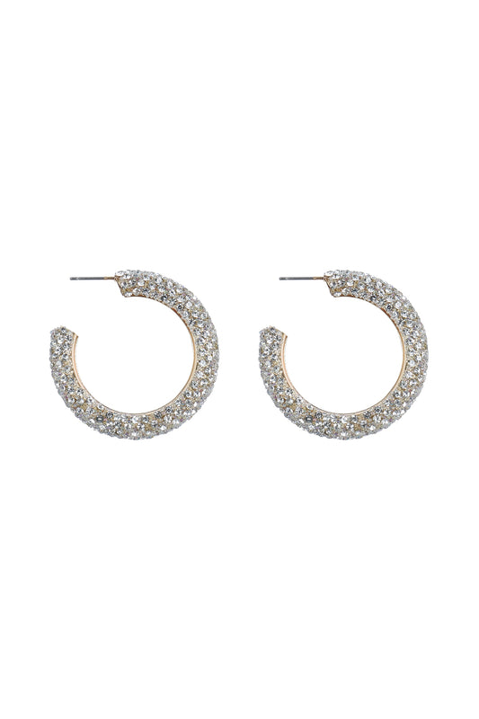 Colored Pave Rhinestone Hoop Earrings